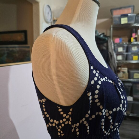 Marks and Spencer Sleeveless Maxi Cool Dress Navy & White Size UK 8 US 10 - Picture 5 of 12